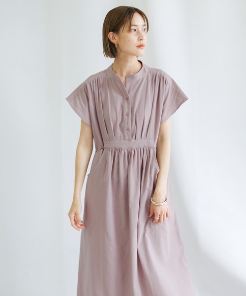 select MOCA（セレクトモカ）の「2021 SS フレンチスリーブウエストマークワンピース（ワンピース・レディース・ラベンダー/ライトカーキ/サックスブルー・FREE）」の17枚目の写真