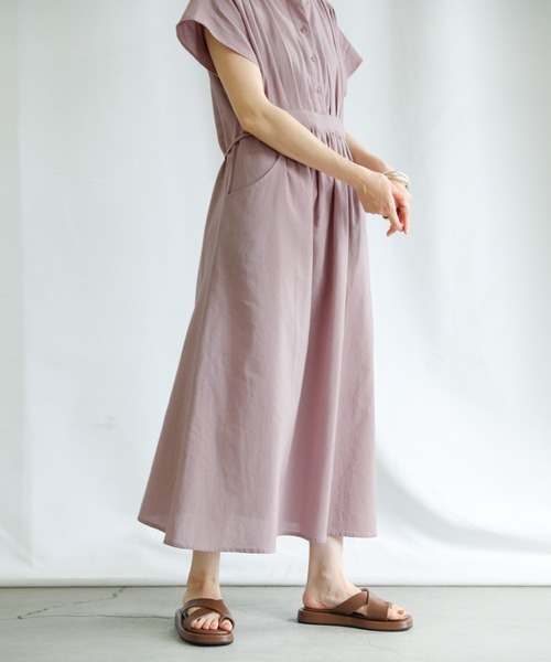 select MOCA（セレクトモカ）の「2021 SS フレンチスリーブウエストマークワンピース（ワンピース・レディース・ラベンダー/ライトカーキ/サックスブルー・FREE）」の15枚目の写真