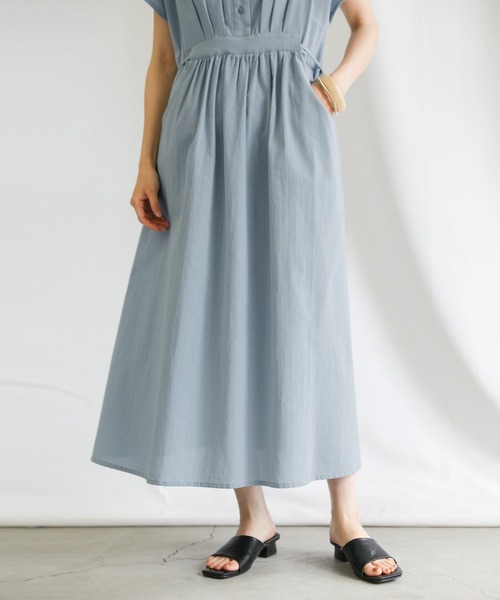 select MOCA（セレクトモカ）の「2021 SS フレンチスリーブウエストマークワンピース（ワンピース・レディース・ラベンダー/ライトカーキ/サックスブルー・FREE）」の20枚目の写真