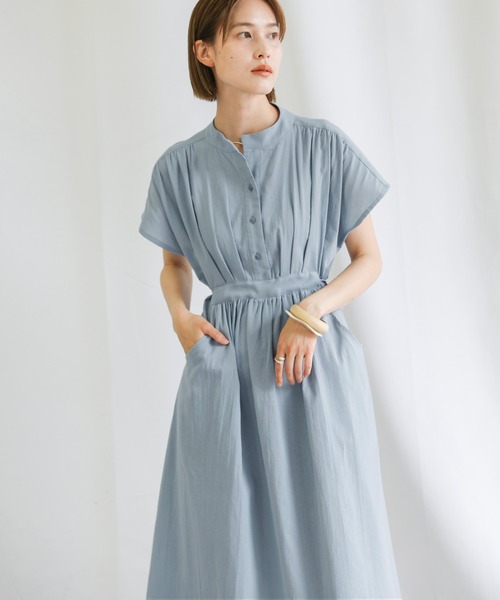 select MOCA（セレクトモカ）の「2021 SS フレンチスリーブウエストマークワンピース（ワンピース・レディース・ラベンダー/ライトカーキ/サックスブルー・FREE）」の19枚目の写真