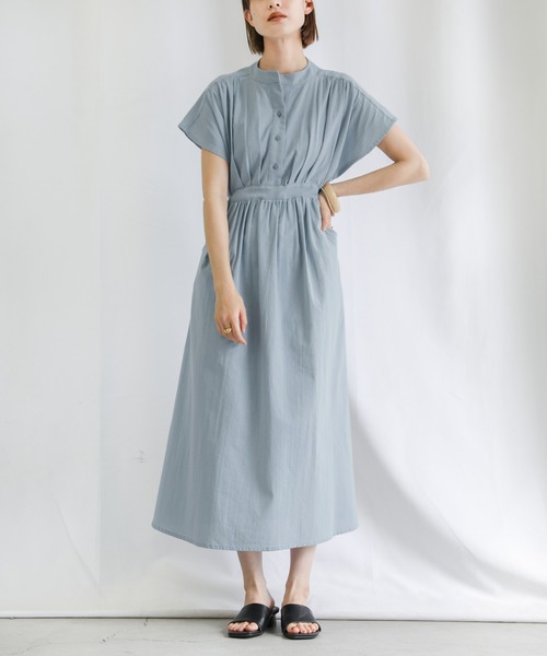 select MOCA（セレクトモカ）の「2021 SS フレンチスリーブウエストマークワンピース（ワンピース・レディース・ラベンダー/ライトカーキ/サックスブルー・FREE）」の21枚目の写真