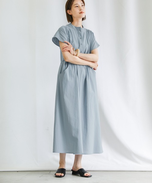 select MOCA（セレクトモカ）の「2021 SS フレンチスリーブウエストマークワンピース（ワンピース・レディース・ラベンダー/ライトカーキ/サックスブルー・FREE）」の6枚目の写真