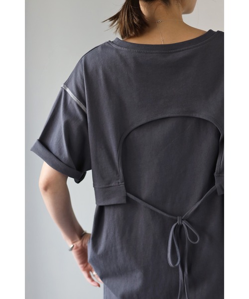 Bonjour Sagan(ボンジュールサガン)の「レイヤード風ステッチTシャツ(Tシャツ/カットソー・レディース・チャコールグレー/オフホワイト・FREE)」の8枚目の写真