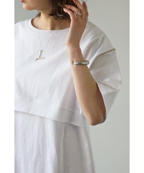 Bonjour Sagan(ボンジュールサガン)の「レイヤード風ステッチTシャツ(Tシャツ/カットソー・レディース・チャコールグレー/オフホワイト・FREE)」の14枚目の写真