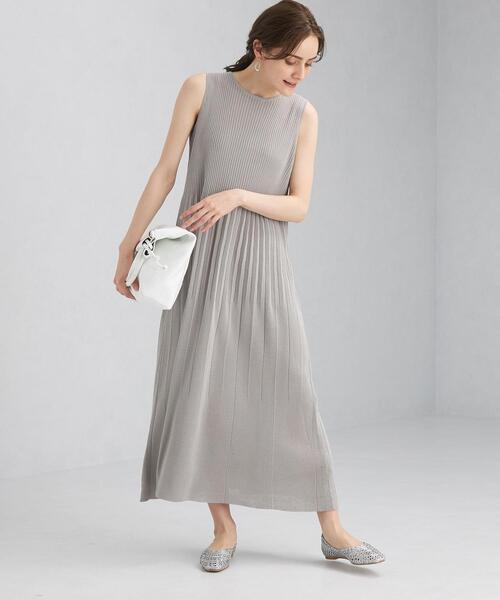 green label relaxing（グリーンレーベルリラクシング）の「FFC リブ ノースリーブ フレア ワンピース（ワンピース・レディース・オリーブ/ライトグレー/ブラック・FREE）」の3枚目の写真