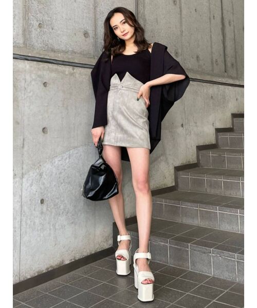 EMODA（エモダ）の「ハイマークミニスカート（スカート・レディース・ブラック/グレー/アイボリー・SMALL/MEDIUM）」の16枚目の写真