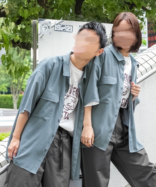 PairPair（ペアペア）の「BIGポケットルーズシャツ（ユニセックス）（シャツ/ブラウス・レディース・アッシュグレー/ブルー/アイボリー・MEDIUM/LARGE）」の6枚目の写真