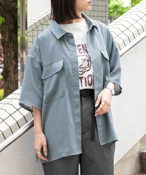PairPair（ペアペア）の「BIGポケットルーズシャツ（ユニセックス）（シャツ/ブラウス・レディース・アッシュグレー/ブルー/アイボリー・MEDIUM/LARGE）」の12枚目の写真