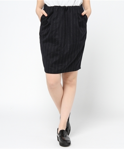 CIAOPANIC（チャオパニック）の「【Ciaopanic】ストライプウエストギャザーSK（スカート・レディース・ブラック/ネイビー/グレー/マスタード・FREE）」の3枚目の写真