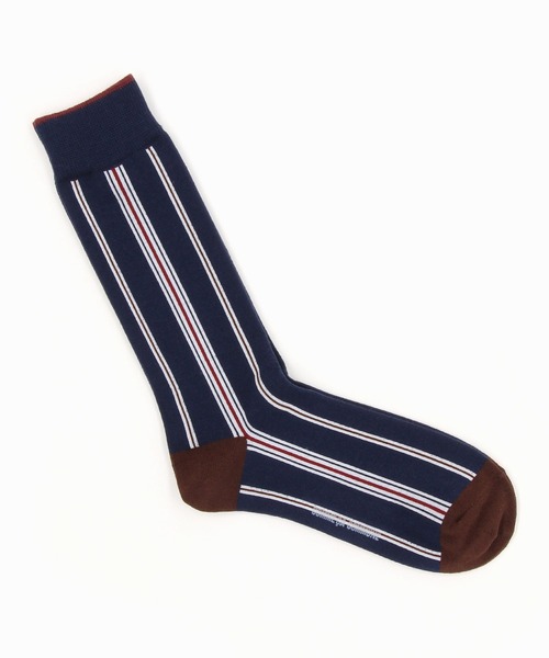 COMME　CA COMMUNE（コムサコミューン）の「マルチストライプ柄　ソックス（ソックス/靴下・メンズ・ベージュ/ネイビー/オリーブ・27cm）」の3枚目の写真