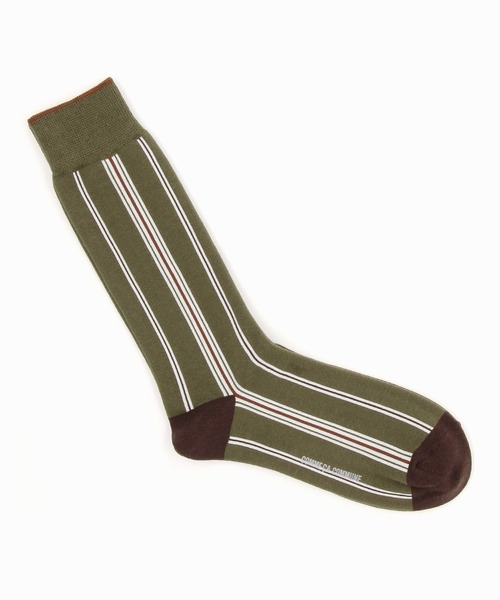 COMME　CA COMMUNE（コムサコミューン）の「マルチストライプ柄　ソックス（ソックス/靴下・メンズ・ベージュ/ネイビー/オリーブ・27cm）」の2枚目の写真