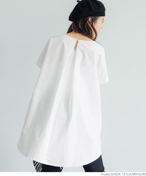 coca(coca)(コカ)の「バックタック半袖ブラウス(シャツ/ブラウス・レディース・ホワイト/ブラック・M/L)」の12枚目の写真