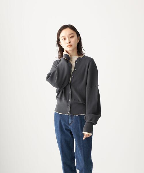 CITEN（シテン）の「＜CITEN（シテン）＞ フォルム リブ ワイド カーディガン（カーディガン/ボレロ・レディース・ライトグレー/ピンク/ダークグレー・FREE）」の3枚目の写真