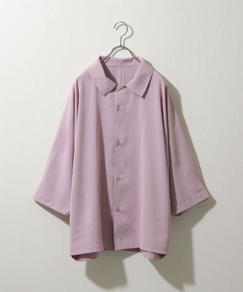 NILWAY（ニルウェイ）の「ケアフリートロミドルマンオーバーサイズオープンカラーシャツ（シャツ/ブラウス・メンズ・チャコールグレー/ライトグレー/ブラック/パープル/オフホワイト/ブルー/グリーン/ネイビー・MEDIUM/LARGE）」の8枚目の写真