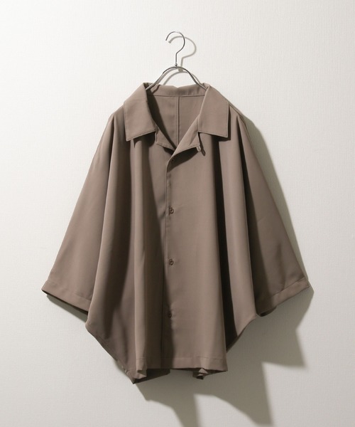 NILWAY（ニルウェイ）の「ケアフリートロミドルマンオーバーサイズオープンカラーシャツ（シャツ/ブラウス・メンズ・チャコールグレー/ライトグレー/ブラック/パープル/オフホワイト/ブルー/グリーン/ネイビー・MEDIUM/LARGE）」の3枚目の写真