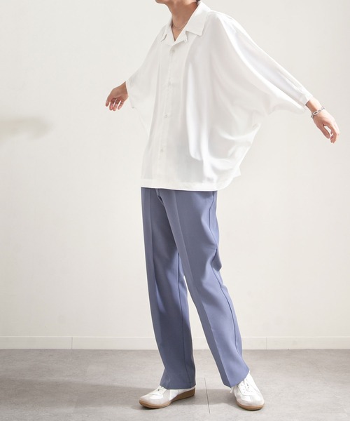 NILWAY（ニルウェイ）の「ケアフリートロミドルマンオーバーサイズオープンカラーシャツ（シャツ/ブラウス・メンズ・チャコールグレー/ライトグレー/ブラック/パープル/オフホワイト/ブルー/グリーン/ネイビー・MEDIUM/LARGE）」の9枚目の写真