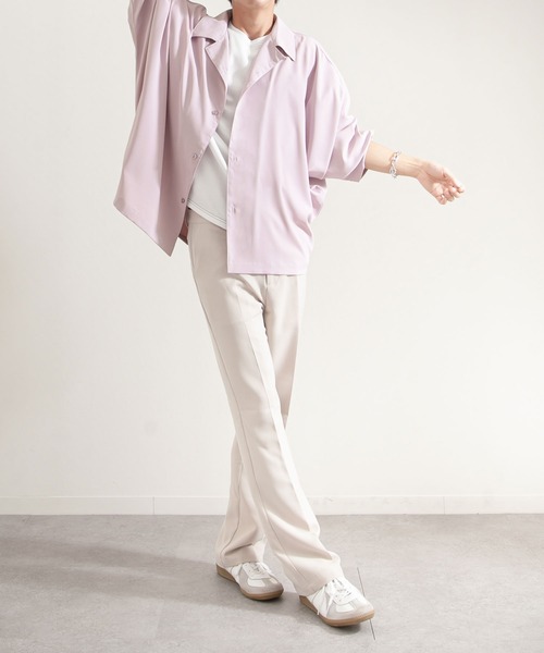 NILWAY（ニルウェイ）の「ケアフリートロミドルマンオーバーサイズオープンカラーシャツ（シャツ/ブラウス・メンズ・チャコールグレー/ライトグレー/ブラック/パープル/オフホワイト/ブルー/グリーン/ネイビー・MEDIUM/LARGE）」の17枚目の写真