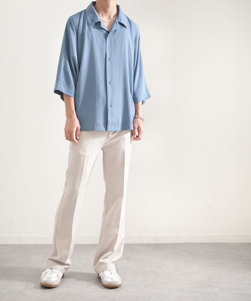 NILWAY（ニルウェイ）の「ケアフリートロミドルマンオーバーサイズオープンカラーシャツ（シャツ/ブラウス・メンズ・チャコールグレー/ライトグレー/ブラック/パープル/オフホワイト/ブルー/グリーン/ネイビー・MEDIUM/LARGE）」の16枚目の写真