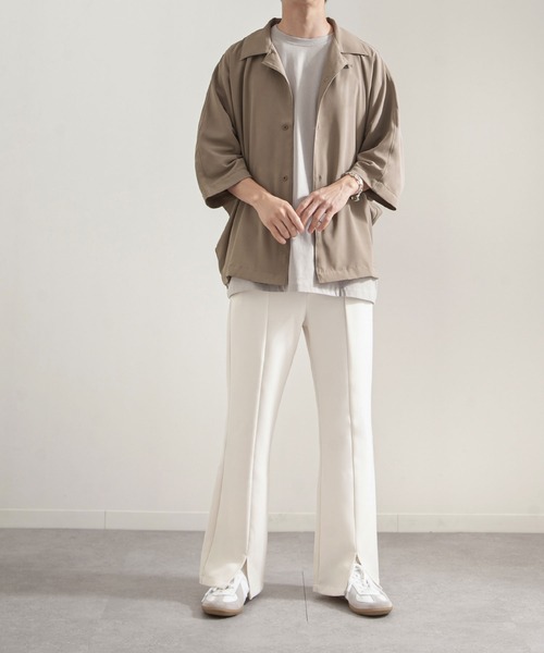 NILWAY（ニルウェイ）の「ケアフリートロミドルマンオーバーサイズオープンカラーシャツ（シャツ/ブラウス・メンズ・チャコールグレー/ライトグレー/ブラック/パープル/オフホワイト/ブルー/グリーン/ネイビー・MEDIUM/LARGE）」の14枚目の写真