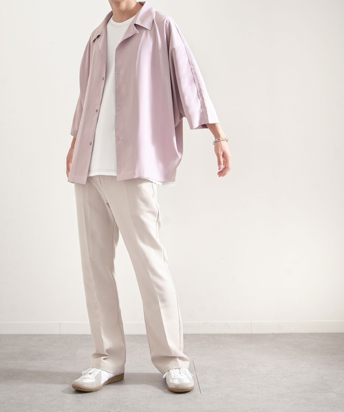 NILWAY（ニルウェイ）の「ケアフリートロミドルマンオーバーサイズオープンカラーシャツ（シャツ/ブラウス・メンズ・チャコールグレー/ライトグレー/ブラック/パープル/オフホワイト/ブルー/グリーン/ネイビー・MEDIUM/LARGE）」の18枚目の写真