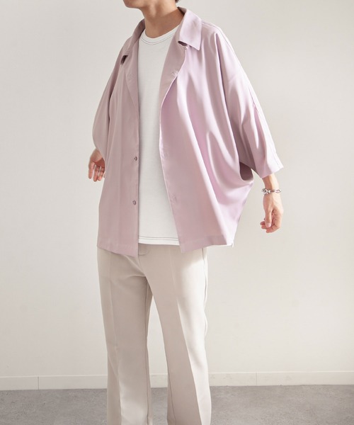 NILWAY（ニルウェイ）の「ケアフリートロミドルマンオーバーサイズオープンカラーシャツ（シャツ/ブラウス・メンズ・チャコールグレー/ライトグレー/ブラック/パープル/オフホワイト/ブルー/グリーン/ネイビー・MEDIUM/LARGE）」の19枚目の写真