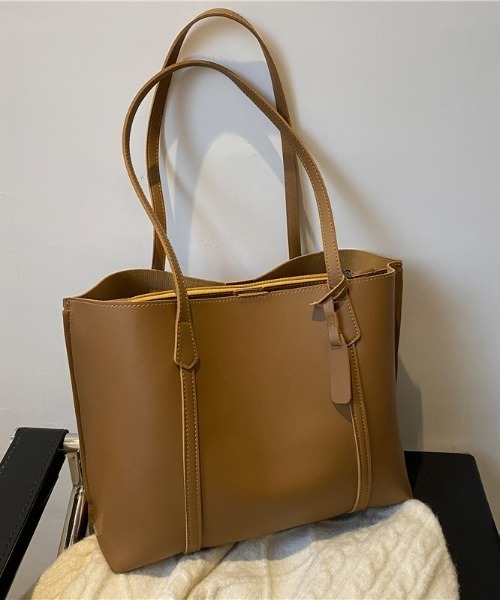 SETUP7（セットアップセブン）の「A4ファイルも入る！【SETUP7】シンプルドレスPUレザートート（トートバッグ・レディース・ホワイト/ブラック/ブラウン/カーキ/グレー/シルバー・FREE）」の11枚目の写真