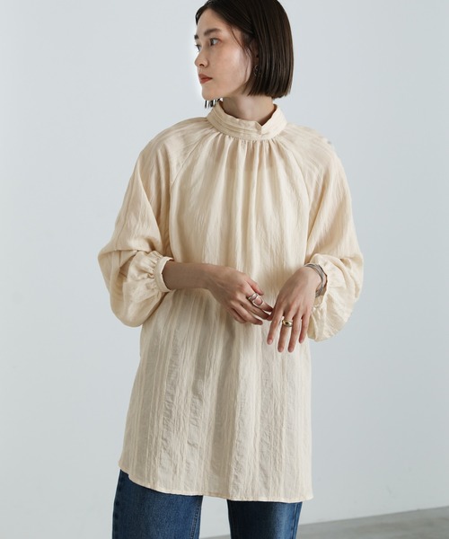 select MOCA(セレクトモカ)の「2WAYドビーストライプピンタックチュニック(シャツ/ブラウス・レディース・ブラック/アイボリー・FREE)」の13枚目の写真