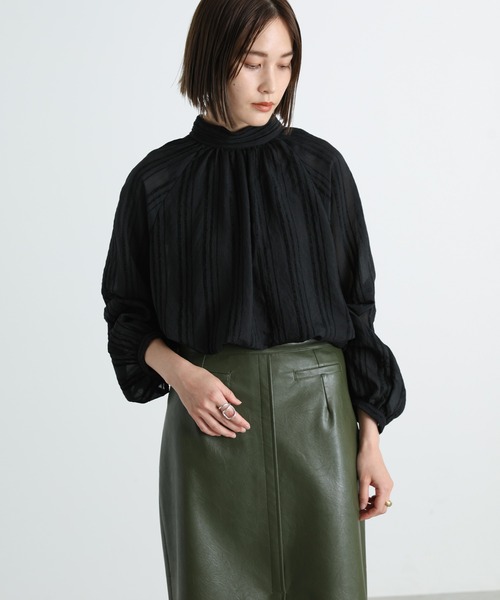select MOCA(セレクトモカ)の「2WAYドビーストライプピンタックチュニック(シャツ/ブラウス・レディース・ブラック/アイボリー・FREE)」の21枚目の写真