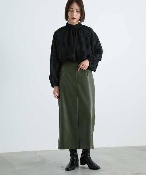 select MOCA(セレクトモカ)の「2WAYドビーストライプピンタックチュニック(シャツ/ブラウス・レディース・ブラック/アイボリー・FREE)」の19枚目の写真