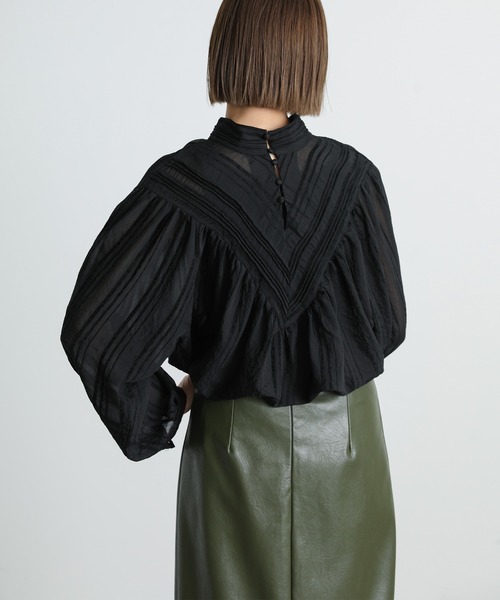 select MOCA(セレクトモカ)の「2WAYドビーストライプピンタックチュニック(シャツ/ブラウス・レディース・ブラック/アイボリー・FREE)」の22枚目の写真