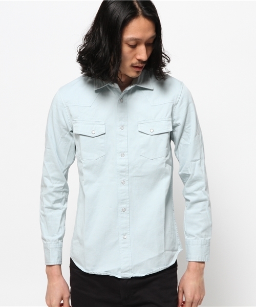 WEGO（ウィゴー）の「WEGO/カラーウエスタンシャツ（シャツ/ブラウス・メンズ・グレー/サックスブルー/ライトピンク・MEDIUM/LARGE）」の9枚目の写真