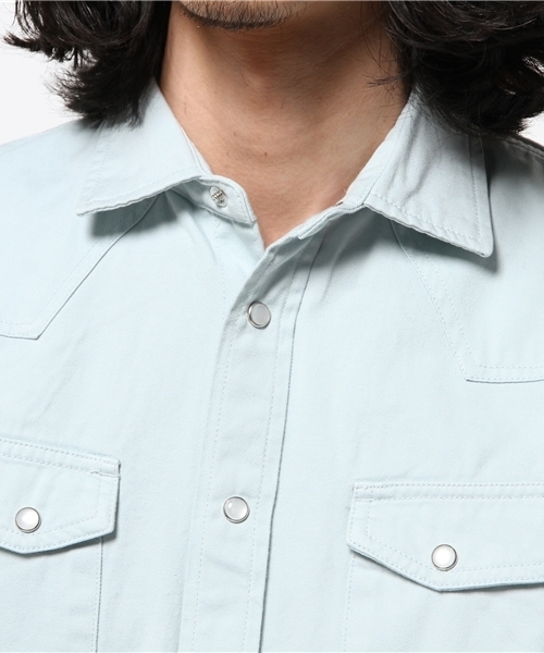 WEGO（ウィゴー）の「WEGO/カラーウエスタンシャツ（シャツ/ブラウス・メンズ・グレー/サックスブルー/ライトピンク・MEDIUM/LARGE）」の12枚目の写真