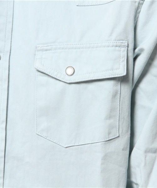 WEGO（ウィゴー）の「WEGO/カラーウエスタンシャツ（シャツ/ブラウス・メンズ・グレー/サックスブルー/ライトピンク・MEDIUM/LARGE）」の4枚目の写真