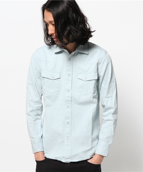 WEGO（ウィゴー）の「WEGO/カラーウエスタンシャツ（シャツ/ブラウス・メンズ・グレー/サックスブルー/ライトピンク・MEDIUM/LARGE）」の16枚目の写真