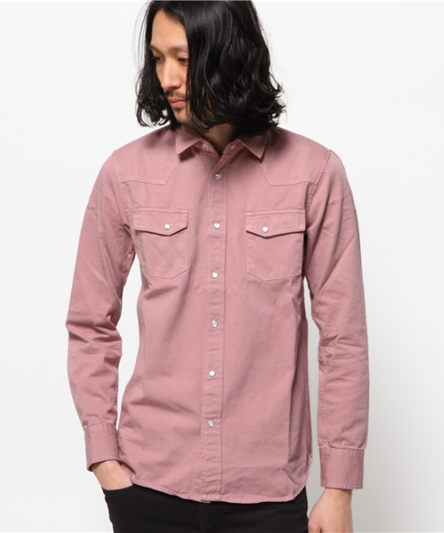 WEGO（ウィゴー）の「WEGO/カラーウエスタンシャツ（シャツ/ブラウス・メンズ・グレー/サックスブルー/ライトピンク・MEDIUM/LARGE）」の14枚目の写真