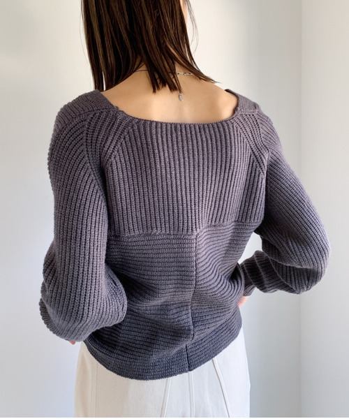 CLEA(クレア)の「クロスデザインニット〇(ニット/セーター・レディース・グレー/アイボリー/モカ・FREE)」の20枚目の写真