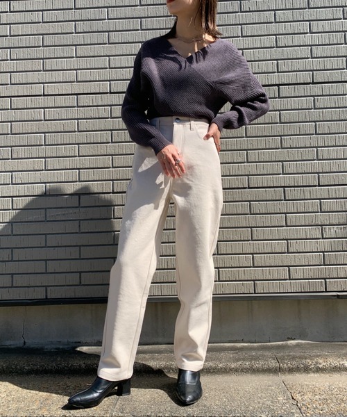 CLEA(クレア)の「クロスデザインニット〇(ニット/セーター・レディース・グレー/アイボリー/モカ・FREE)」の22枚目の写真