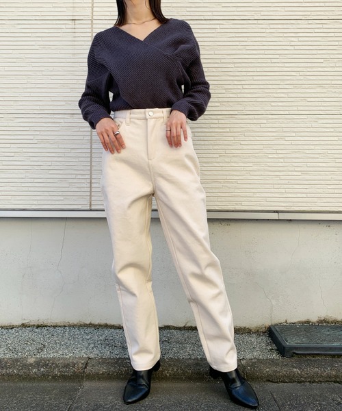 CLEA(クレア)の「クロスデザインニット〇(ニット/セーター・レディース・グレー/アイボリー/モカ・FREE)」の21枚目の写真