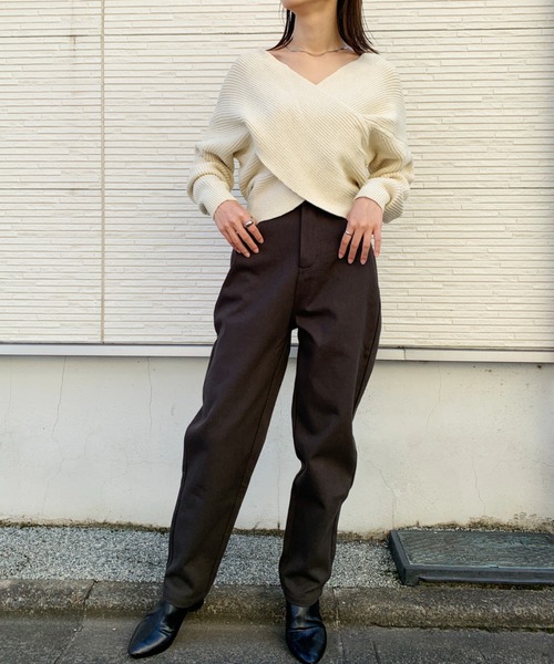 CLEA(クレア)の「クロスデザインニット〇(ニット/セーター・レディース・グレー/アイボリー/モカ・FREE)」の10枚目の写真