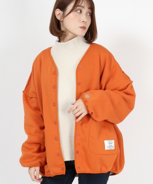 DISCUS ATHLETIC（ディスカス　アスレチック）の「DISCUS ATHLETIC スナップボタンカーディガンジャケット（カーディガン/ボレロ・レディース・アイボリー/グリーン/モカ/ブラック/オレンジ・L/M）」の5枚目の写真