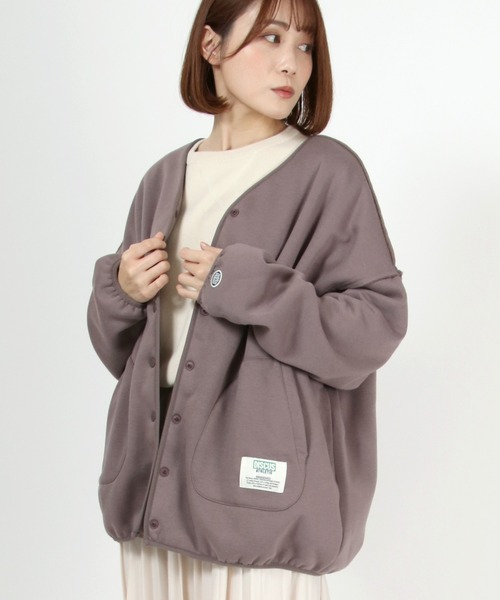 DISCUS ATHLETIC（ディスカス　アスレチック）の「DISCUS ATHLETIC スナップボタンカーディガンジャケット（カーディガン/ボレロ・レディース・アイボリー/グリーン/モカ/ブラック/オレンジ・L/M）」の3枚目の写真