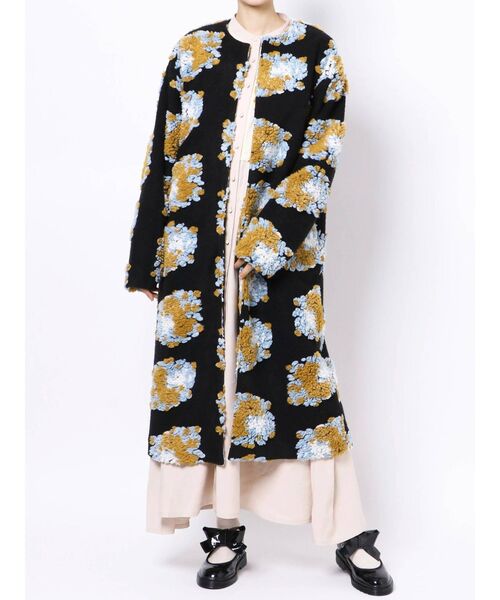 merry jenny（メリージェニー）の「fluffy pattern coat（その他アウター・レディース・ブラック/ベージュ/その他1・FREE）」の4枚目の写真
