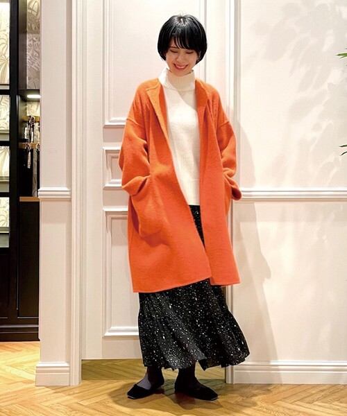 ◇クルーネックアルパカシャギーリバーコート ◇クルーネックアルパカシャギーリバーコート