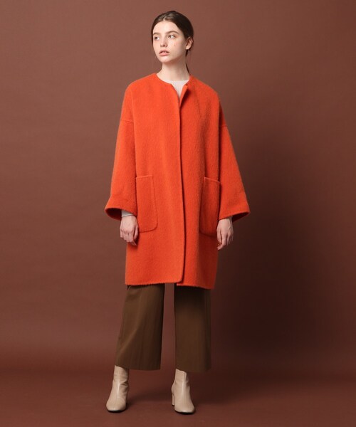 ◇クルーネックアルパカシャギーリバーコート ◇クルーネックアルパカシャギーリバーコート