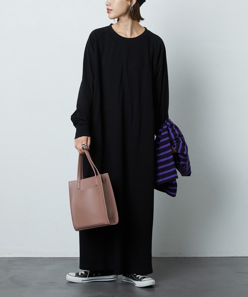 FREAK'S STORE（フリークスストア）の「リラックスTシャツワンピース（ワンピース・レディース・ブラック/グリーン・マルチサイズ）」の9枚目の写真