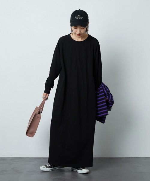 FREAK'S STORE（フリークスストア）の「リラックスTシャツワンピース（ワンピース・レディース・ブラック/グリーン・マルチサイズ）」の10枚目の写真