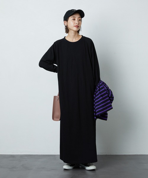 FREAK'S STORE（フリークスストア）の「リラックスTシャツワンピース（ワンピース・レディース・ブラック/グリーン・マルチサイズ）」の11枚目の写真