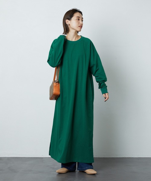 FREAK'S STORE（フリークスストア）の「リラックスTシャツワンピース（ワンピース・レディース・ブラック/グリーン・マルチサイズ）」の3枚目の写真