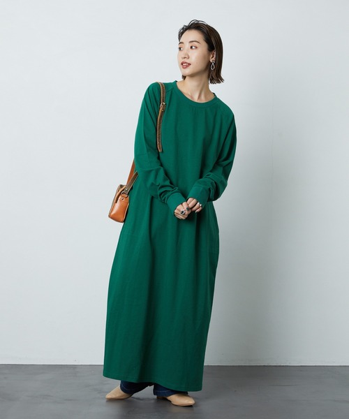 FREAK'S STORE（フリークスストア）の「リラックスTシャツワンピース（ワンピース・レディース・ブラック/グリーン・マルチサイズ）」の4枚目の写真