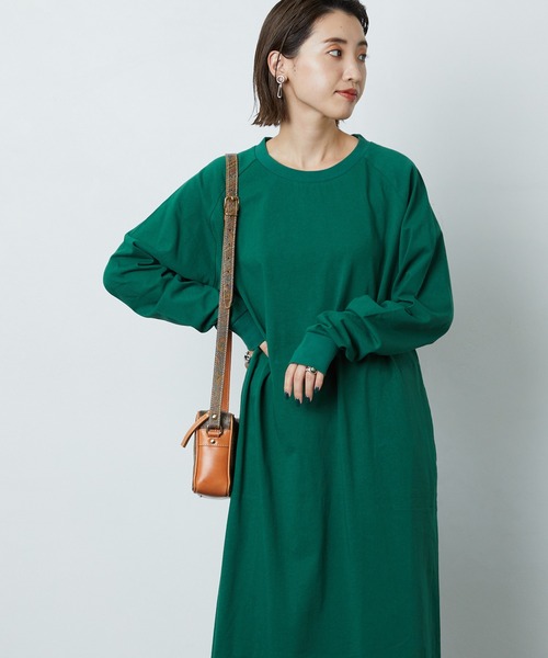 FREAK'S STORE（フリークスストア）の「リラックスTシャツワンピース（ワンピース・レディース・ブラック/グリーン・マルチサイズ）」の6枚目の写真